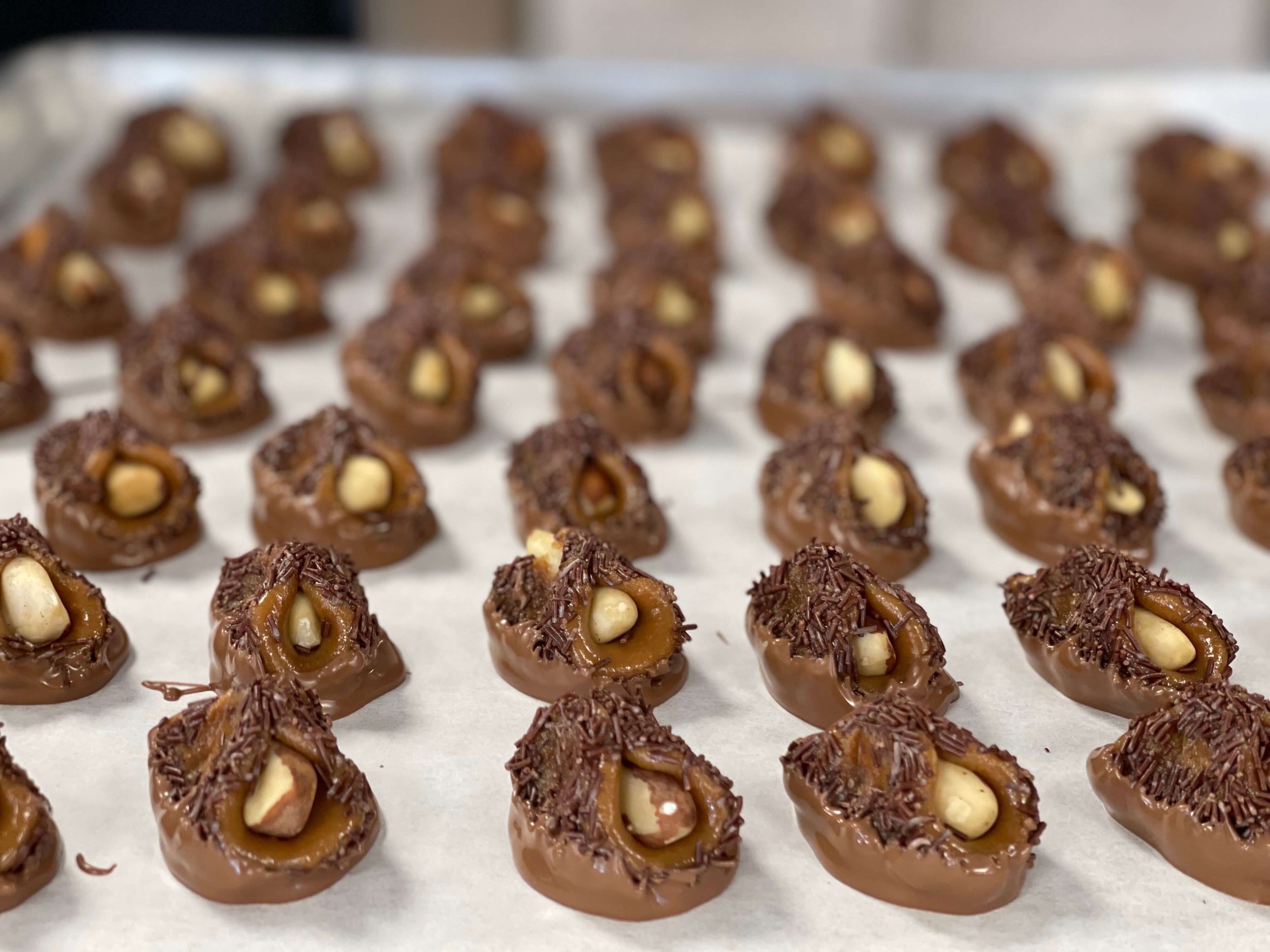 Milk Tulip Chocolates on a tray